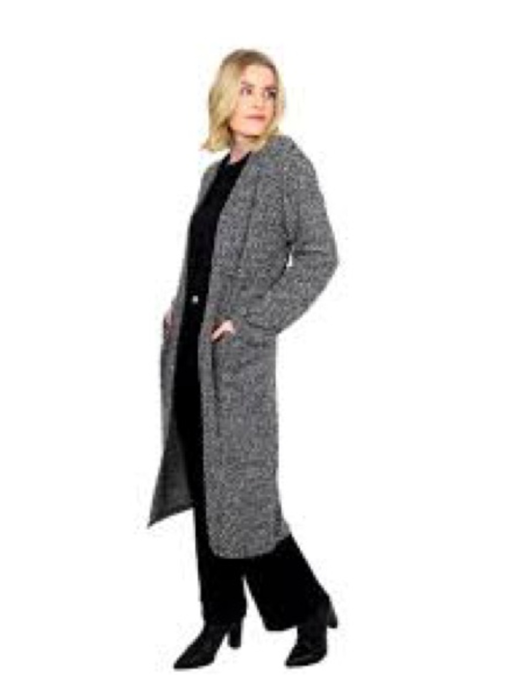 Zara knit Long Open-Front Grey Women's Sweater cardigan ⚫️